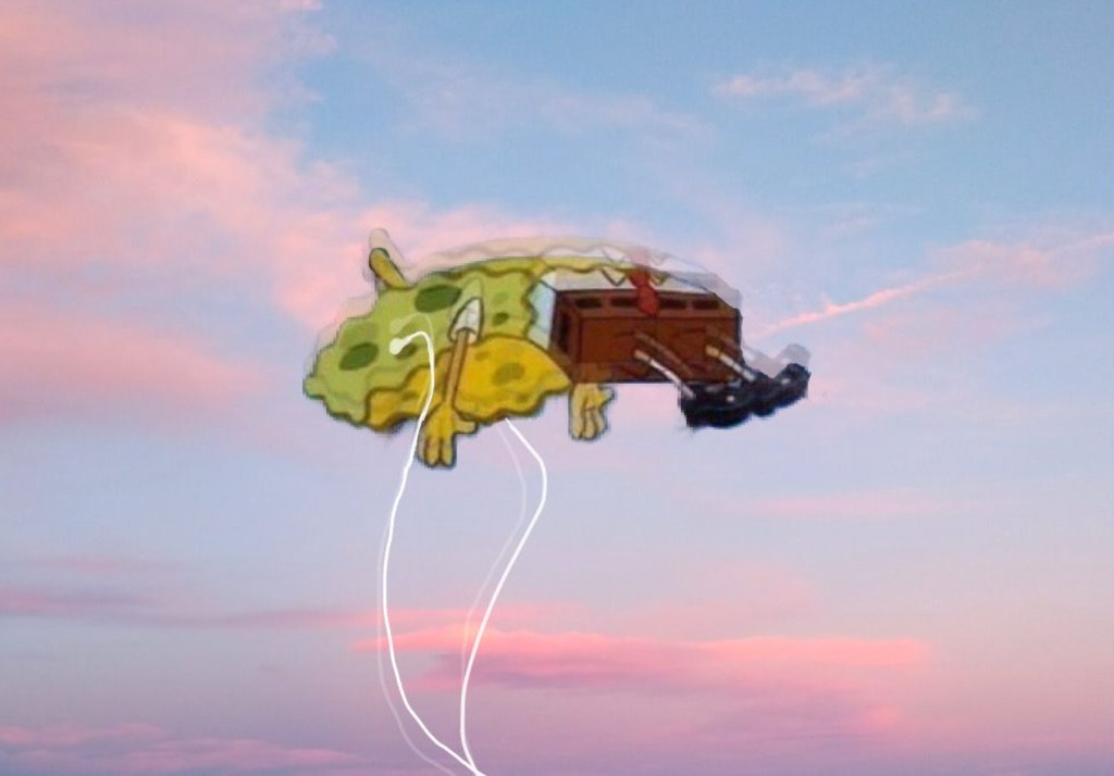 SpongeBob ascending into transcendence